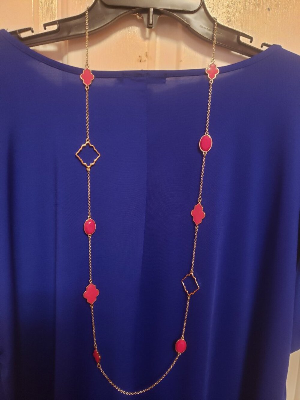 Clover Pink Station Necklace
